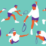 young man playing tennis on court